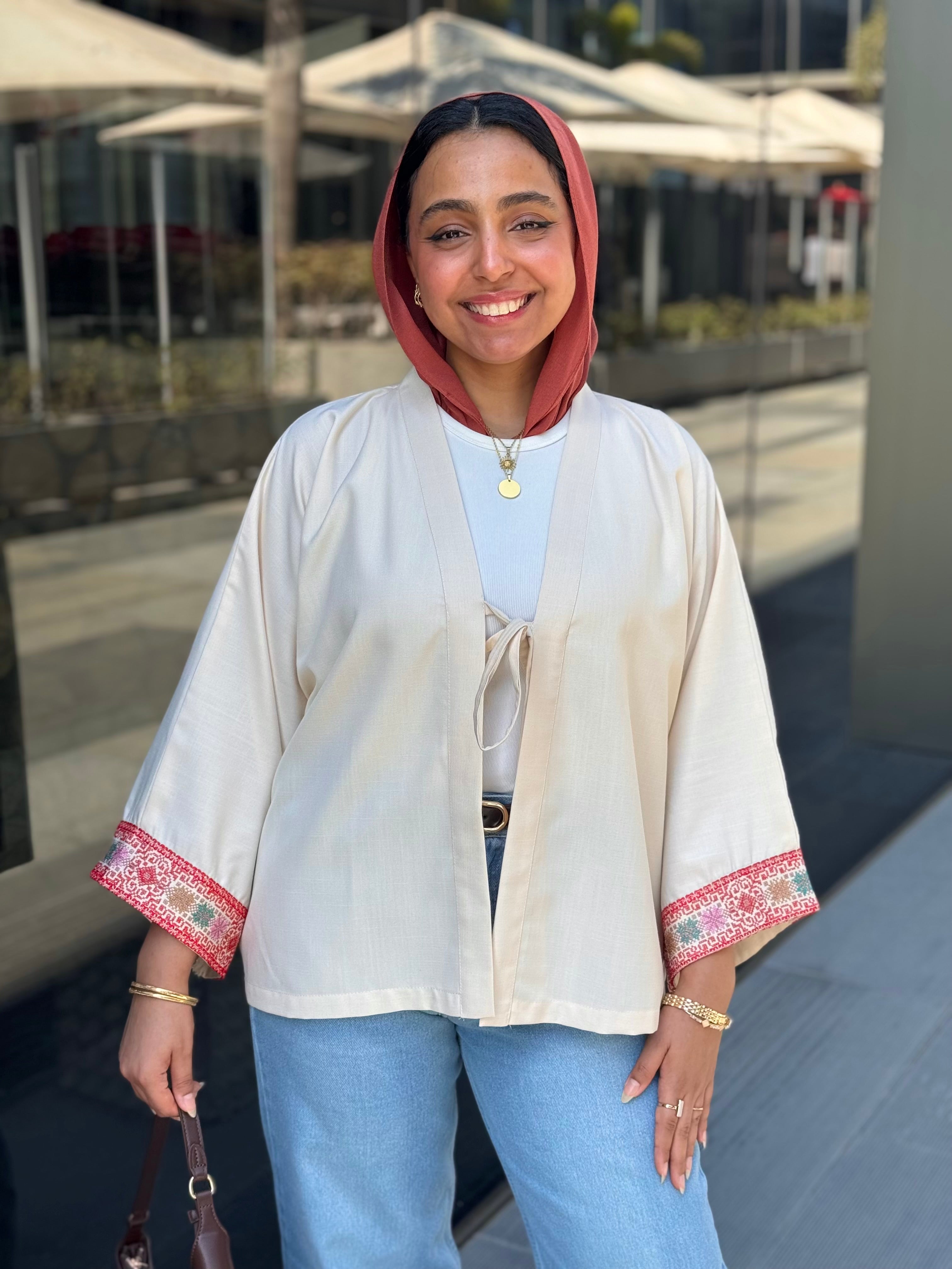 Cream Embroidered Kimono