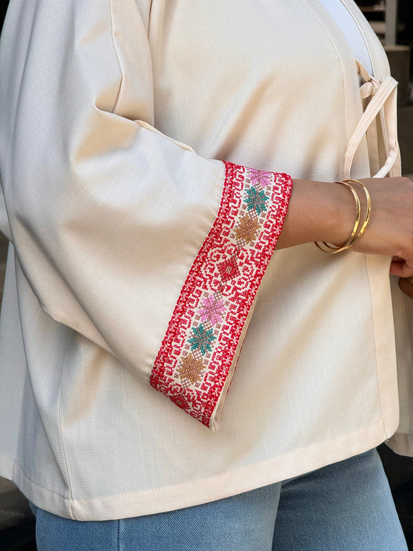Cream Embroidered Kimono