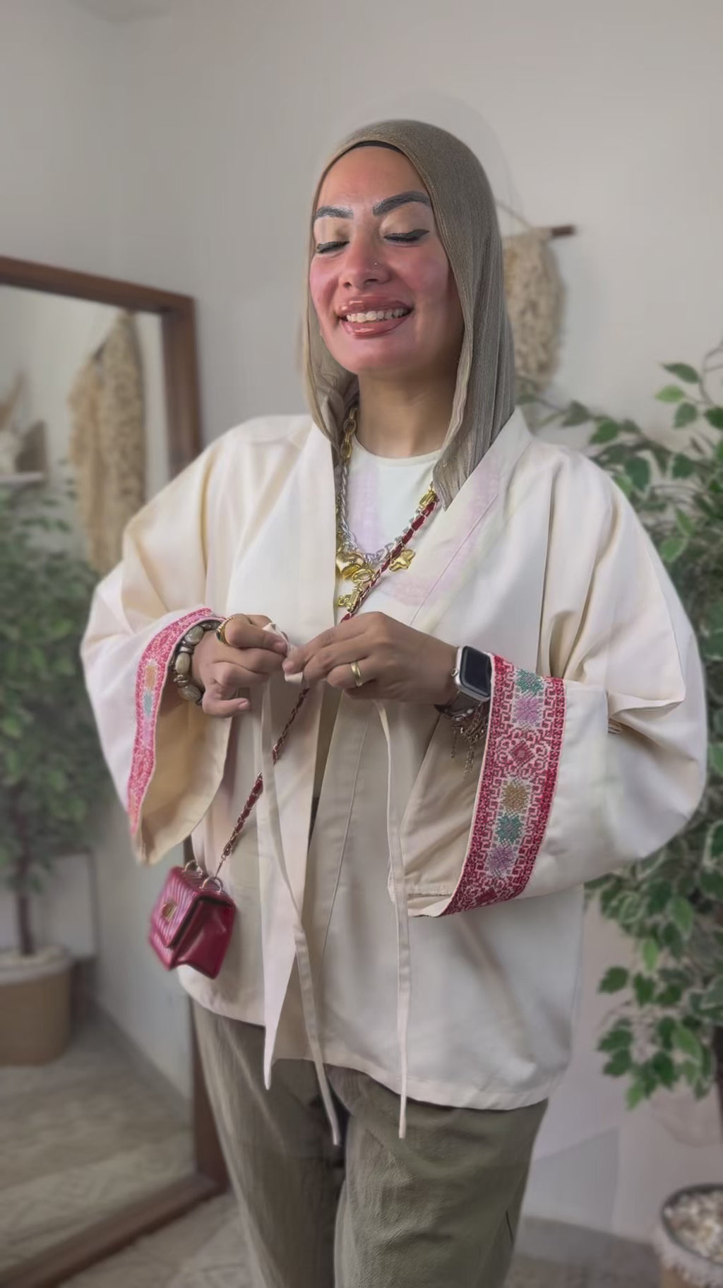 Cream Embroidered Kimono